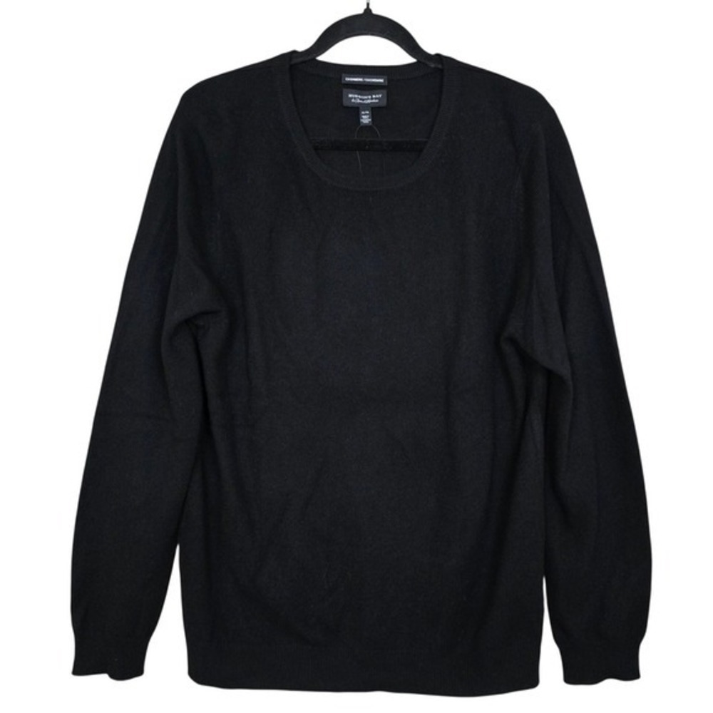 NWT Hudson's Bay Women's Black 100% Cashmere 2-Ply Scoop Neck Knit Sweater XL